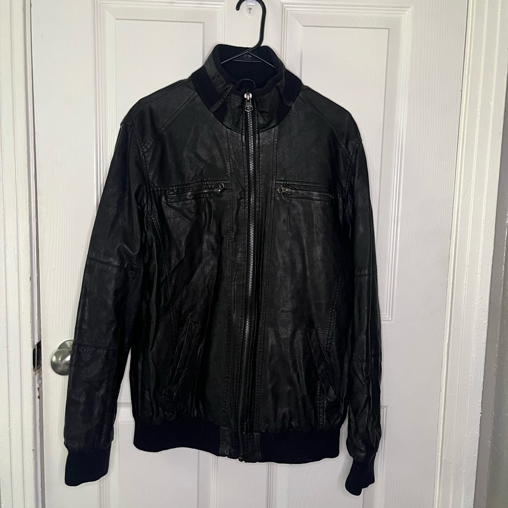 Men's Black Faux Leather Jacket Buffalo Jeans - Picture 6 of 6